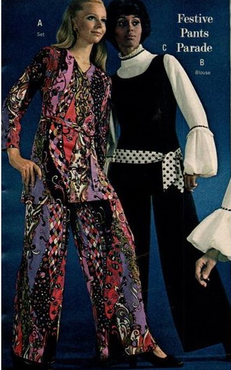 1969 tunic set and jumpsuit with sash belt 