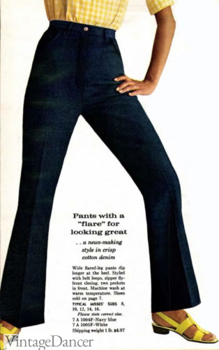1969 flare leg blue jeans denim bell bottoms