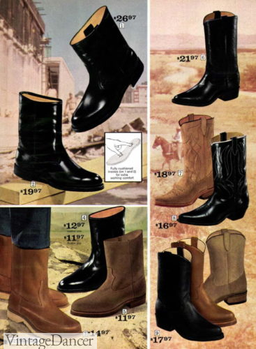 1960s 1970s Mens Pull on western and Wellington boots