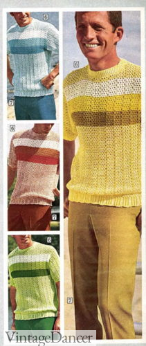 1960s 1970s mens retro knitted shirts knit polo shirts