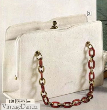 1969 white chain handle purse