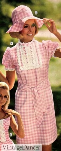 1969 pink gingham with lace trim