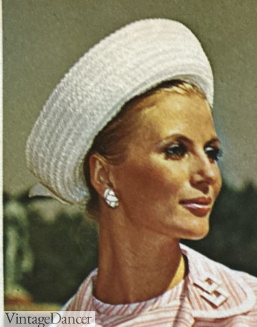 1969 white straw roller hat 1960s 1970s