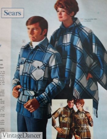 70s jackets and poncho blanket cloth plaid