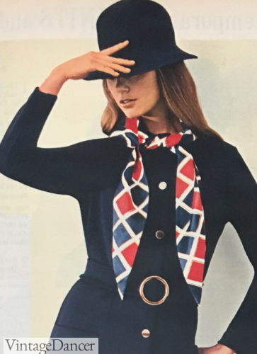 1970 skinny scarf necktie women mod geometrical