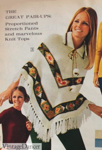 1970s poncho knit wrap top 70s fashion history and trends