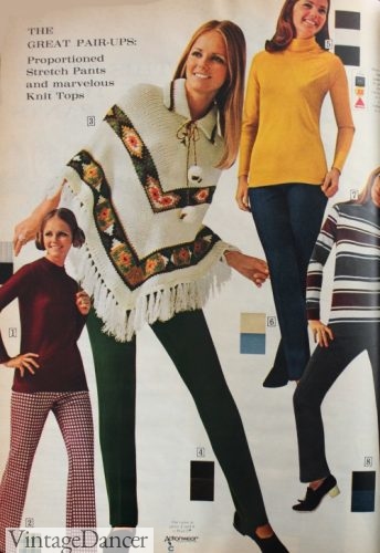 Hippie costume or outfit with a knit poncho