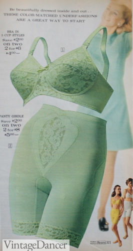 1970 bra and panty girdle set lingerie