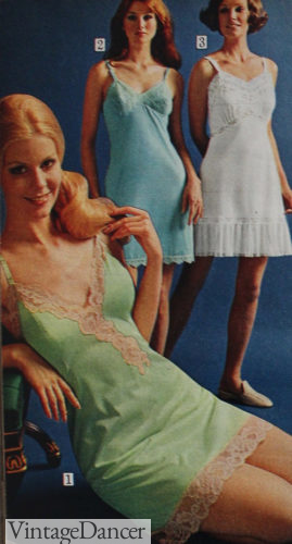 1970 slips with lace trim