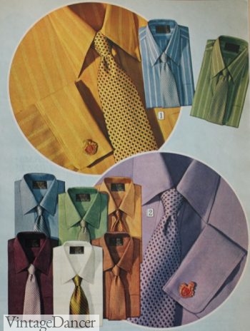 1970 men's dress shirts with pastel ties