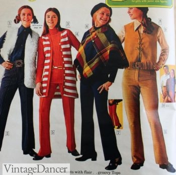 1970 vests for women. Faux fur vest, knit vests, poncho, and leather fringe vests 1970s hippie fashion