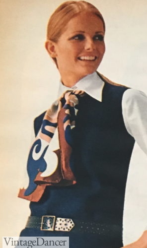1970 skinny scarf necktie women swirl mod print