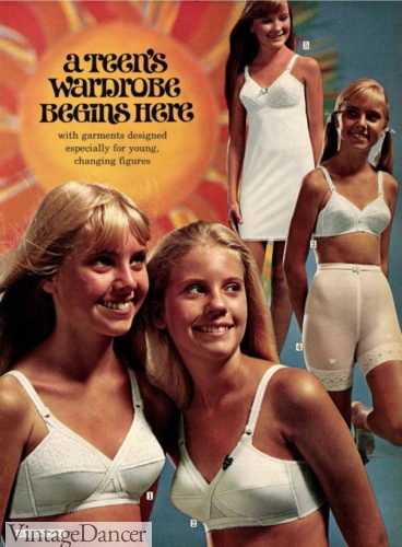 1970s lingerie 70s bra panties slips for teens girls