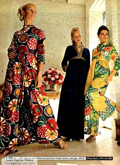 1970 hostess ensembles jumpsuits dresses quilted party clothes retro gowns