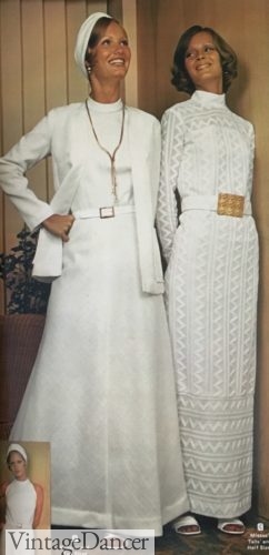 1970s dress styles, white dresses long and modest