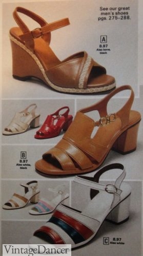 1970s bock heel sandals and wedges 70s fashion trends