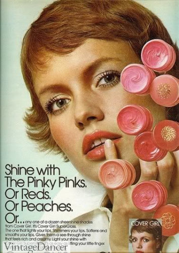1970s makeup - Pinks,red, peach lip glosses