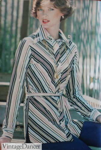 1970 chevron tunic blouse shirt 1970s fashion women