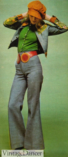 Vintage Men's Plain Pants High Waist Trousers Hippie Skirt Zip Up Dance Bottoms 