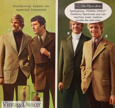 1971 corduroy blazers in tan, brown and green