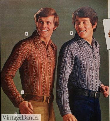 1971 mens 70s long sleeve printed Shirts mens