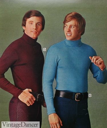 late 1960s and 70s guys clothes 1971 mens mock neck long sleeve shirts