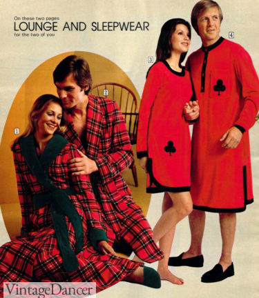 1970s couples matching robes and pajamas