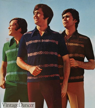 1970ss knit stripe polos shirts mens retro trends