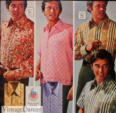 1970s mens button down shirts hippie trippy prints