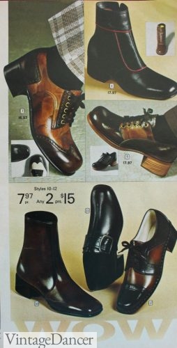 1973 mens disco platforms shoes, boots