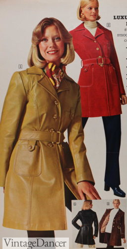 1970s fashion, 1973 leather o suede trench jackets