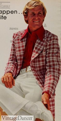 1973 mens red plaid sport coat 70s clothing for guys