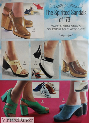 1970s shoes fashion trends, 1973 platform heels