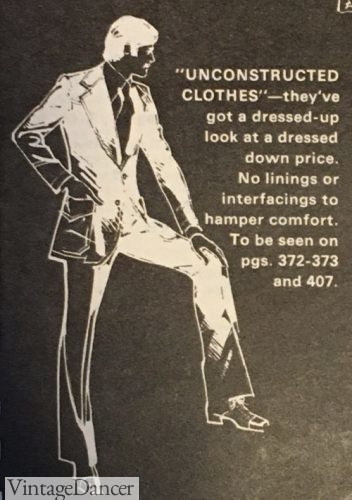 1973 Sears notes "unstructured suits" are in style
