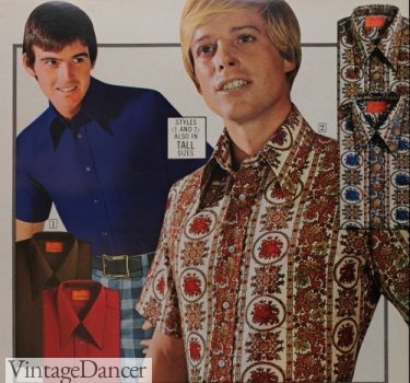 1973 tile print shirt mens 1970s shirts