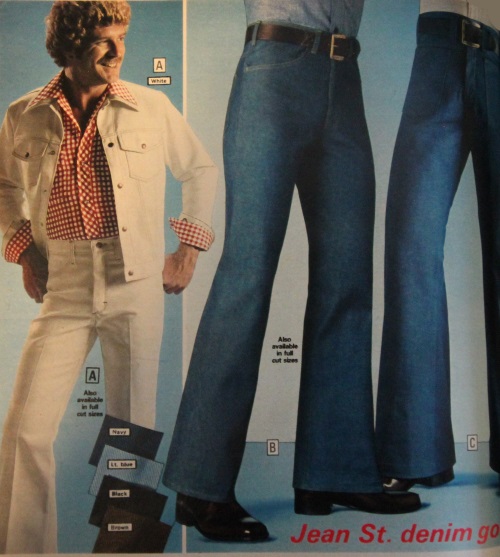 1973 men's white & denim blue jeans - at vintagedancer.com 