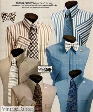 1970s mens dress shirts and bow ties neckties