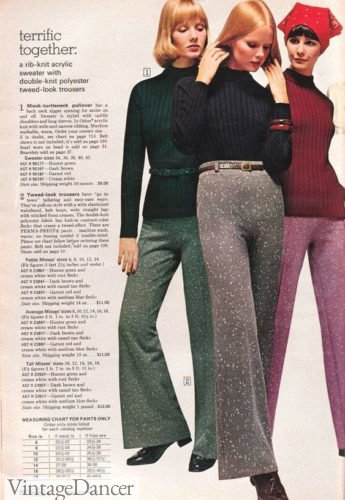 1974 tweed pants and rib knit shirts