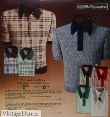 1970s mens retro knitted polo shirts