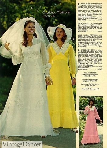 vintage bridesmaid dress 1970s yellow