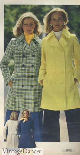 1970s women fashion coats, 1976 double breasted coats