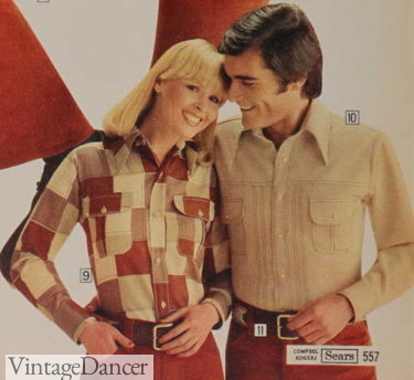 1976 1970s women and men western shirts