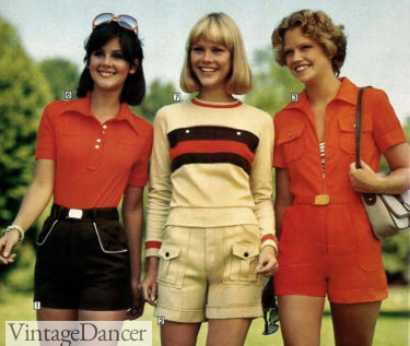 1977 pocket shorts with polo or sweater and a romper