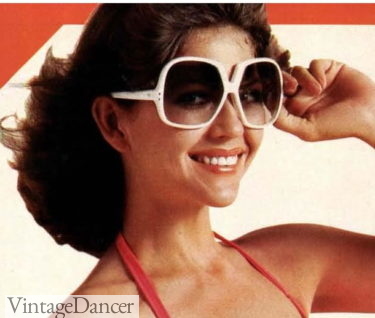 1970s sunglasses 1977 white sunglasses women hair short