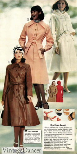 1970s fashion trend, 1977 leather or fabric trench coats