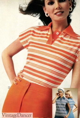 retro 1977 striped polo shirts womens fashion casual sportswear