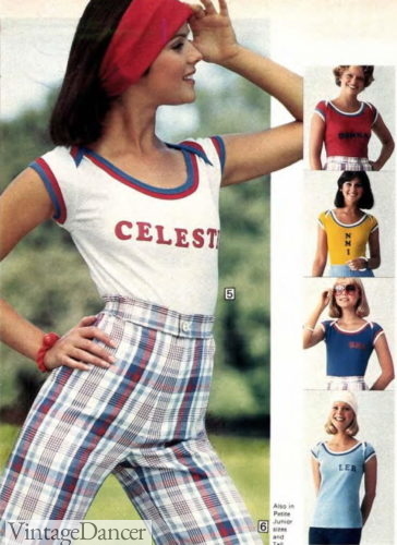 1970s cute shirts 1977 knit sleeveless T-shirts women teens