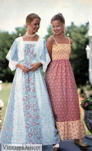 70s dresses outfits floral prints maxi dresses summer fashion