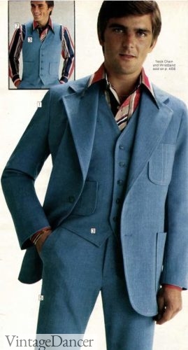 1977 mens 70s light blue denim suit