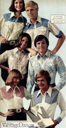 1977 Western shirts women men 70s